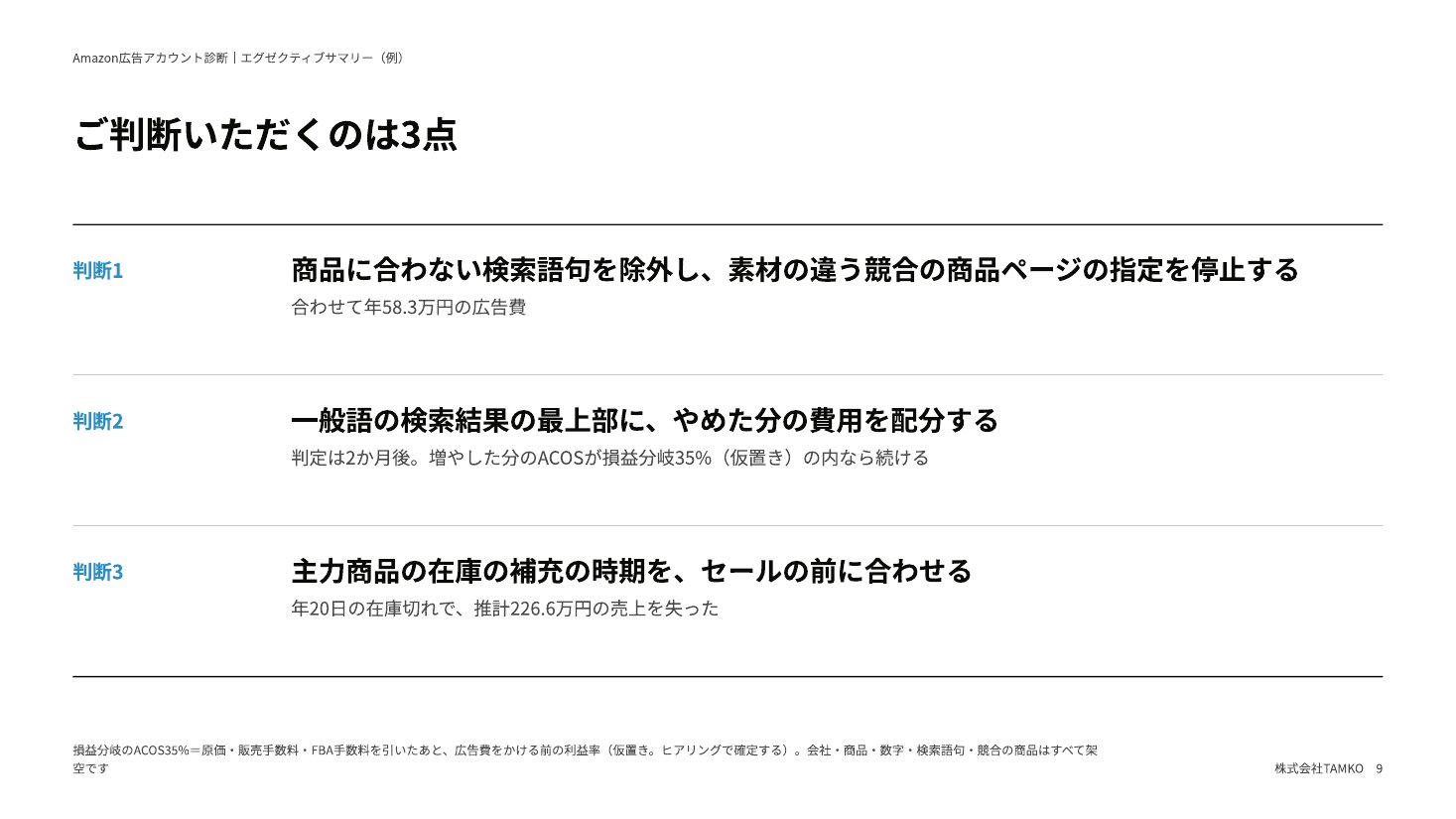 例：ご判断いただく3点
