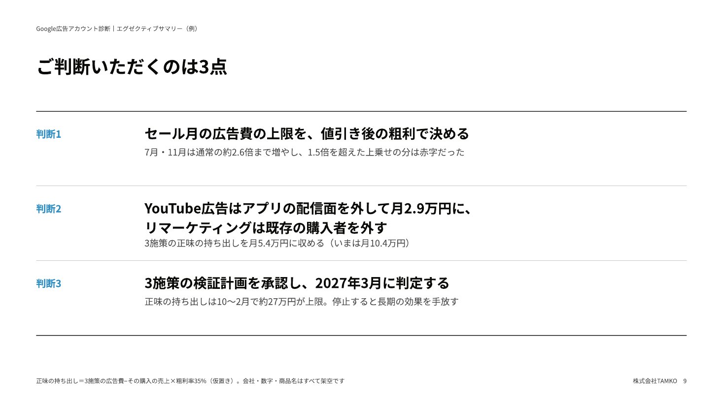 例：ご判断いただく3点
