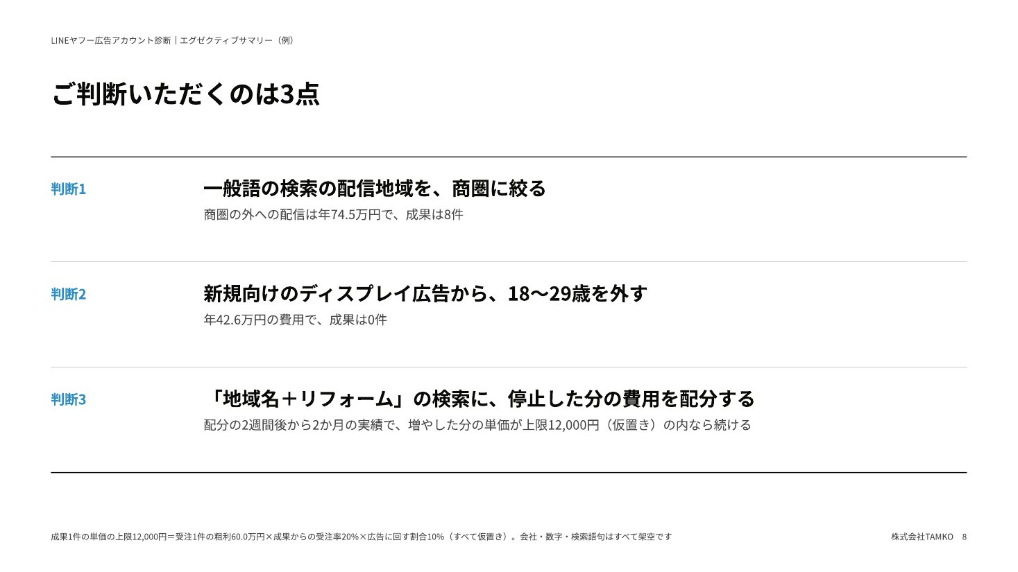 例：ご判断いただく3点