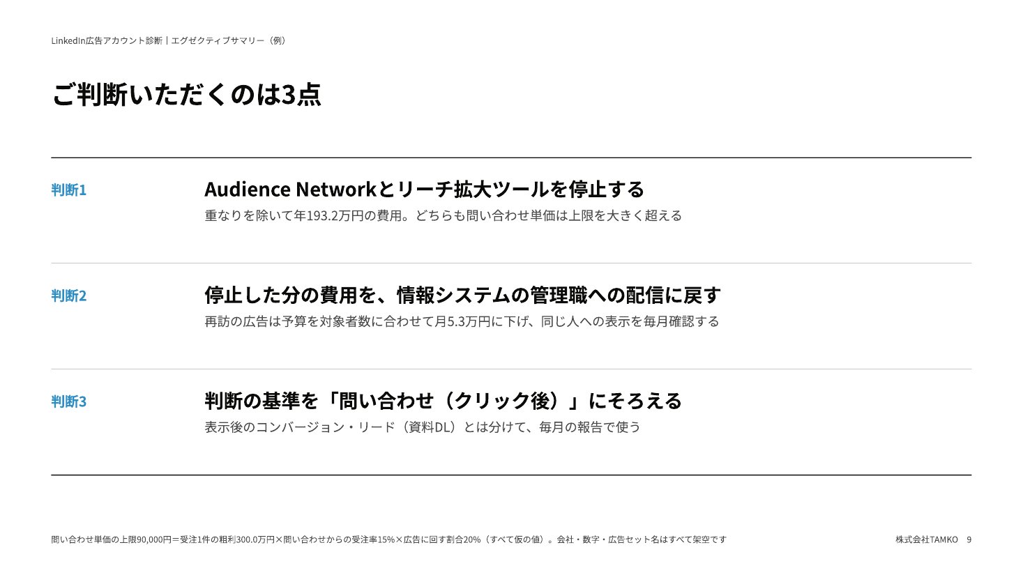 例：ご判断いただく3点