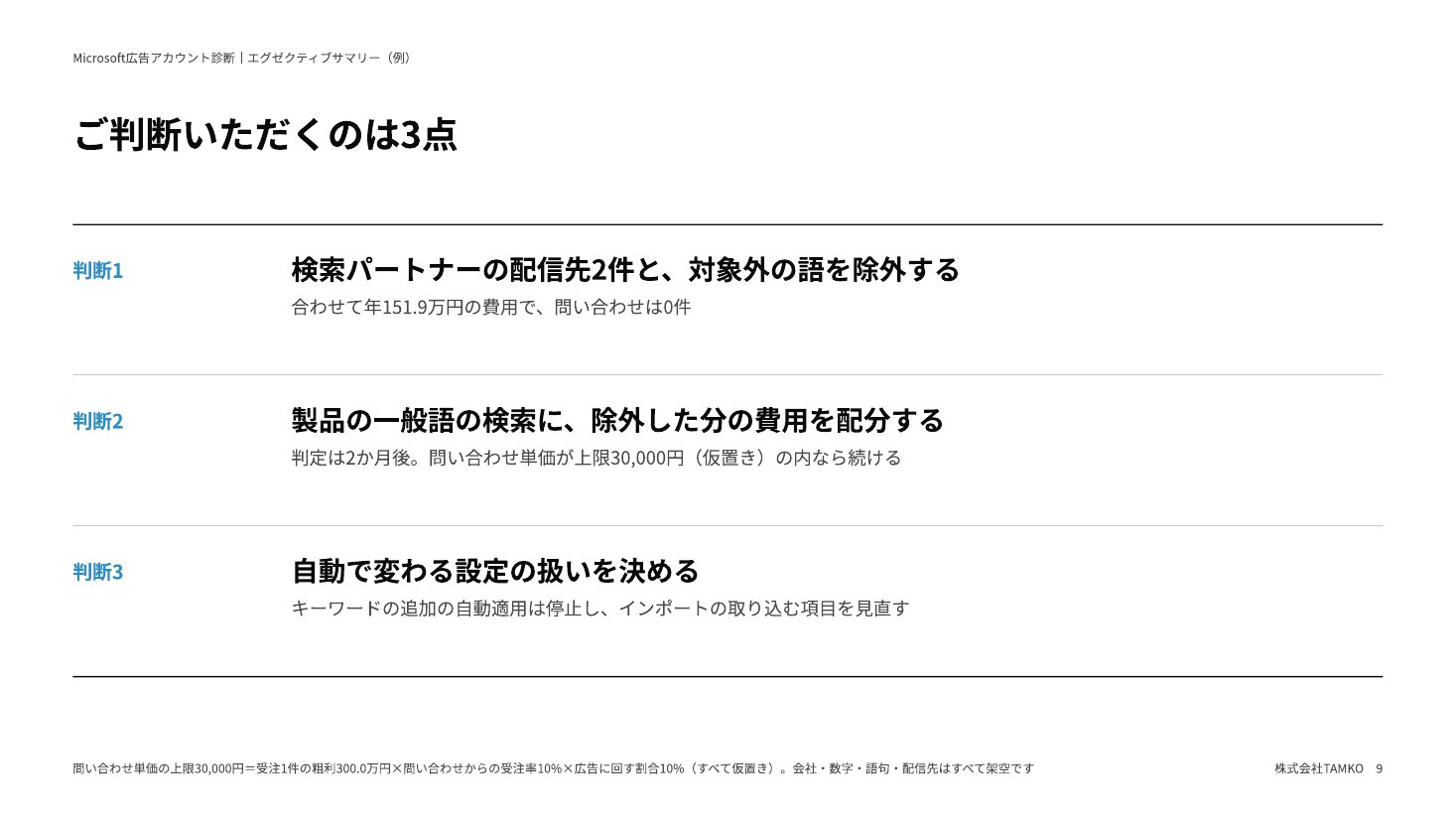 例：ご判断いただく3点